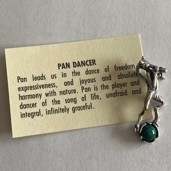 Pan Dancer Music Pendant 925 Silver w/ Malachite - Picture 8 of 8